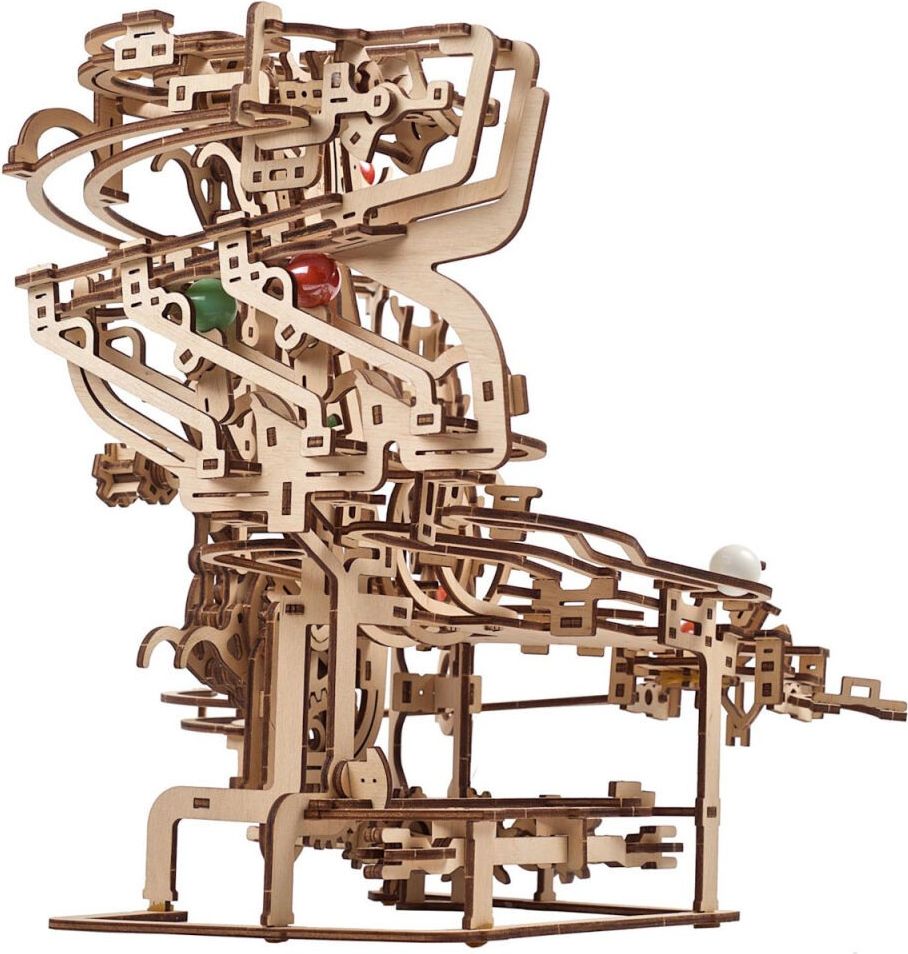 Ugears 3D dřevěné mechanické puzzle Kuličková dráha řetězová - obrázek 3