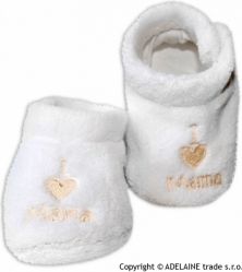 Capáčky/Botičky kojenecké microplyš - I LOVE MAMA bílé - vel.6-12měs. - obrázek 2