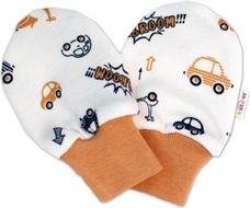 Rukavice kojenecké bavlna - CARS s béžovou - 0-4měs. - obrázek 1