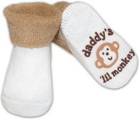 Ponožky kojenecké froté protiskluzové - ZVÍŘÁTKA bílé s béžovou - 0-6měs. - obrázek 1