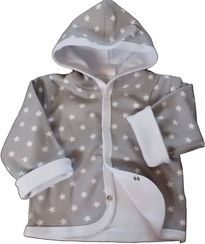 Kabátek kojenecký bavlna podšitý - HVĚZDIČKY na šedém - vel.56 - obrázek 1