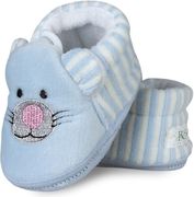 Papučky/Botičky nechodící fleece - KOČIČKA proužky modré - vel.12-18měs. - obrázek 2