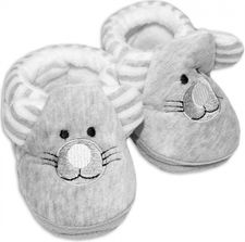 Papučky/Botičky nechodící fleece - KOČIČKA proužky šedé - vel.12-18měs. - obrázek 1