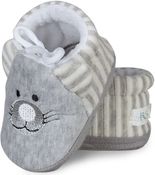 Papučky/Botičky nechodící fleece - KOČIČKA proužky šedé - vel.12-18měs. - obrázek 2