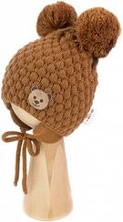 Čepice zimní pletená - TEDDY BEAR hnědá - vel.56-68 - obrázek 2