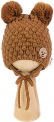 Čepice zimní pletená - TEDDY BEAR hnědá - vel.68-80 - obrázek 3