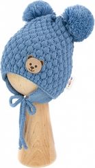 Čepice zimní pletená - TEDDY BEAR modrá - vel.56-68 - obrázek 2