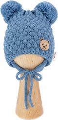 Čepice zimní pletená - TEDDY BEAR modrá - vel.56-68 - obrázek 3