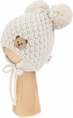 Čepice zimní pletená - TEDDY BEAR smetanová - vel.56-68 - obrázek 2