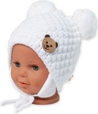 Čepice zimní pletená - TEDDY BEAR bílá - vel.56-68 - obrázek 1