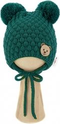 Čepice zimní pletená - TEDDY BEAR zelená - vel.56-68 - obrázek 3