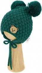 Čepice zimní pletená - TEDDY BEAR zelená - vel.68-80 - obrázek 2