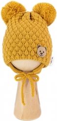 Čepice zimní pletená - TEDDY BEAR hořčicová - vel.68-80 - obrázek 3