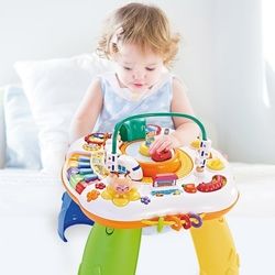 Mluvící a hrající stoleček plastový - JEZDÍCÍ VLÁČEK barevný - NewBaby - obrázek 3