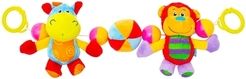 Hračka na kočár plyšová - ŘETĚZ HROŠÍK A OPIČKA  barevný - BabyMix - obrázek 1