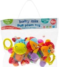 Hračka na kočár plyšová - ŘETĚZ HROŠÍK A OPIČKA  barevný - BabyMix - obrázek 2