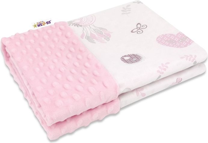 Baby Nellys Baby Nellys Bavlněná deka s Minky 100x75cm, New Love Baby - růžová - obrázek 1