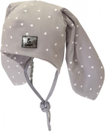 Bexa Bexa Bavlněná dvouvrstvá čepice na zavazování Dots - šedá, vel. 68/80 - obrázek 1