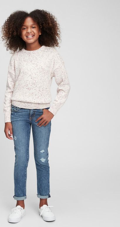 Distressed Girlfriend Washwell™ Jeans dětské GAP | Modrá | Dívčí | 10 - obrázek 1
