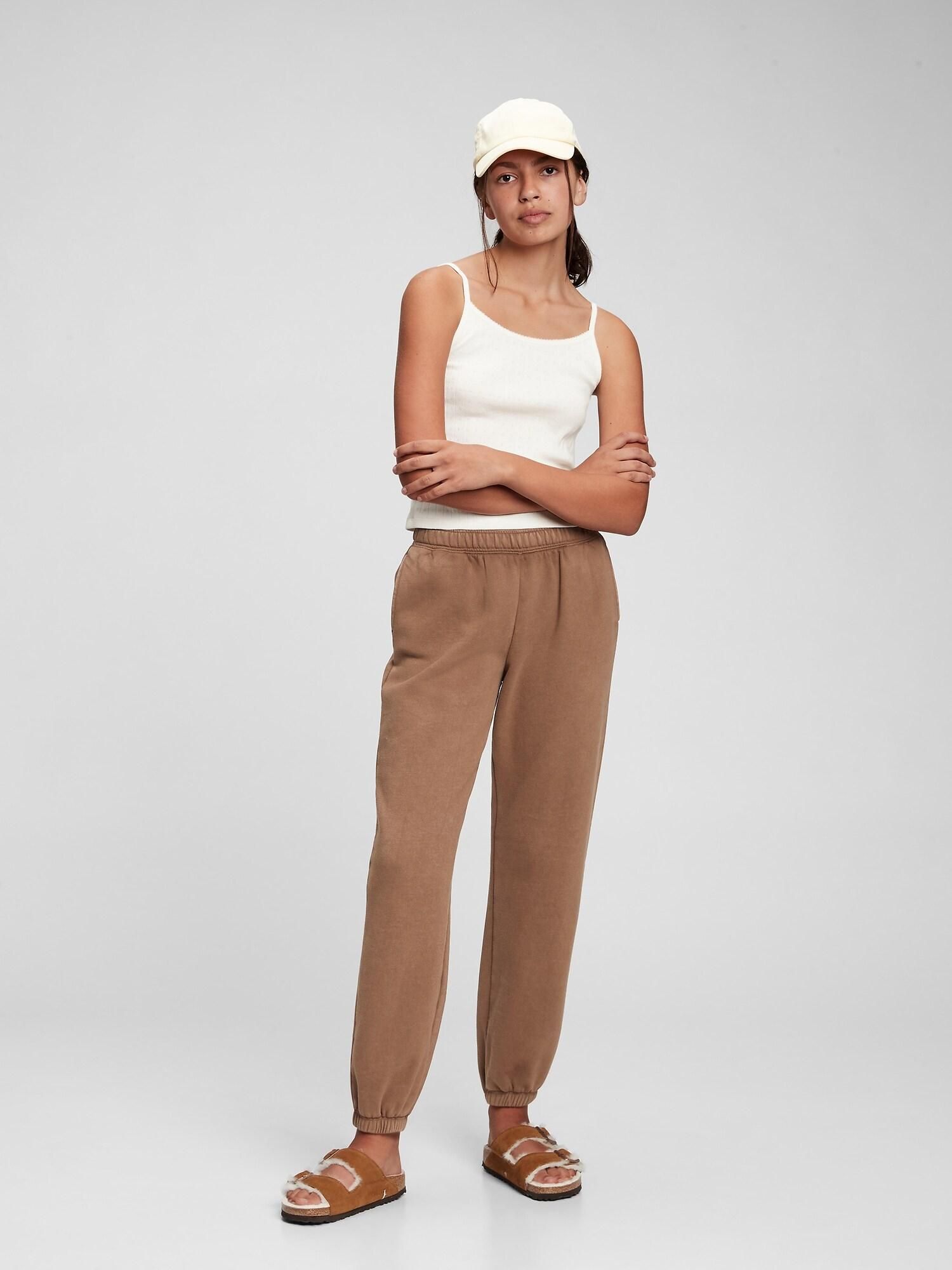 Béžové holčičí tepláky fleece cinch joggers GAP - 128 - obrázek 1