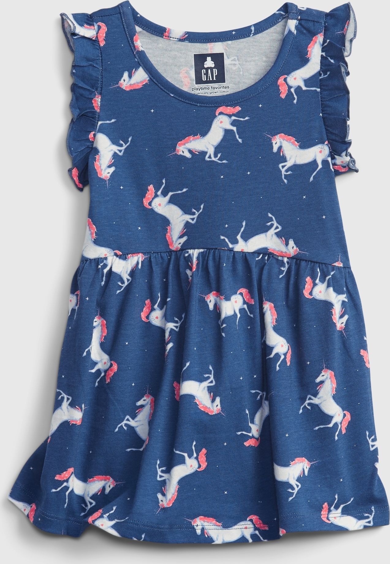 Modrý holčičí top sleevles print tunic GAP - 110 - obrázek 1