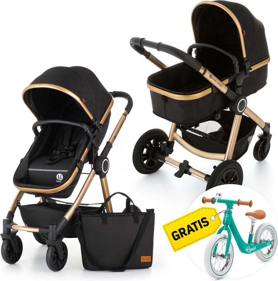 PETITE&MARS Kočárek kombinovaný 2v1 Grand II Golden Ebony + Odrážedlo Rapid Midnight Green ZDARMA - obrázek 1