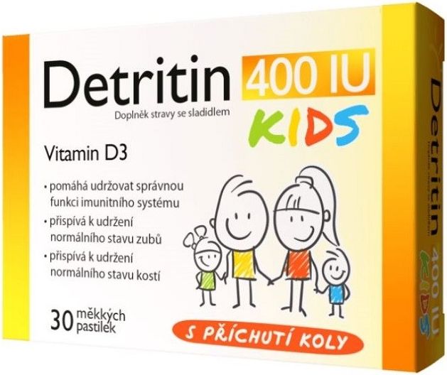 Detritin Kids 400IU vitamin D3 30 měkkých pastilek - obrázek 1