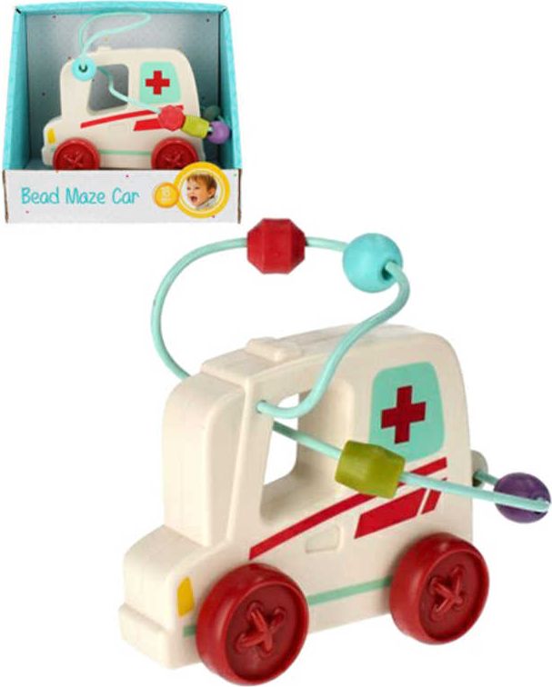 BAM BAM Baby auto sanitka na setrvačník labyrint motorický s korálky plast - obrázek 2