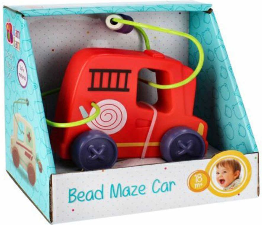 BAM BAM Baby auto hasiči na setrvačník labyrint motorický s korálky plast - obrázek 1