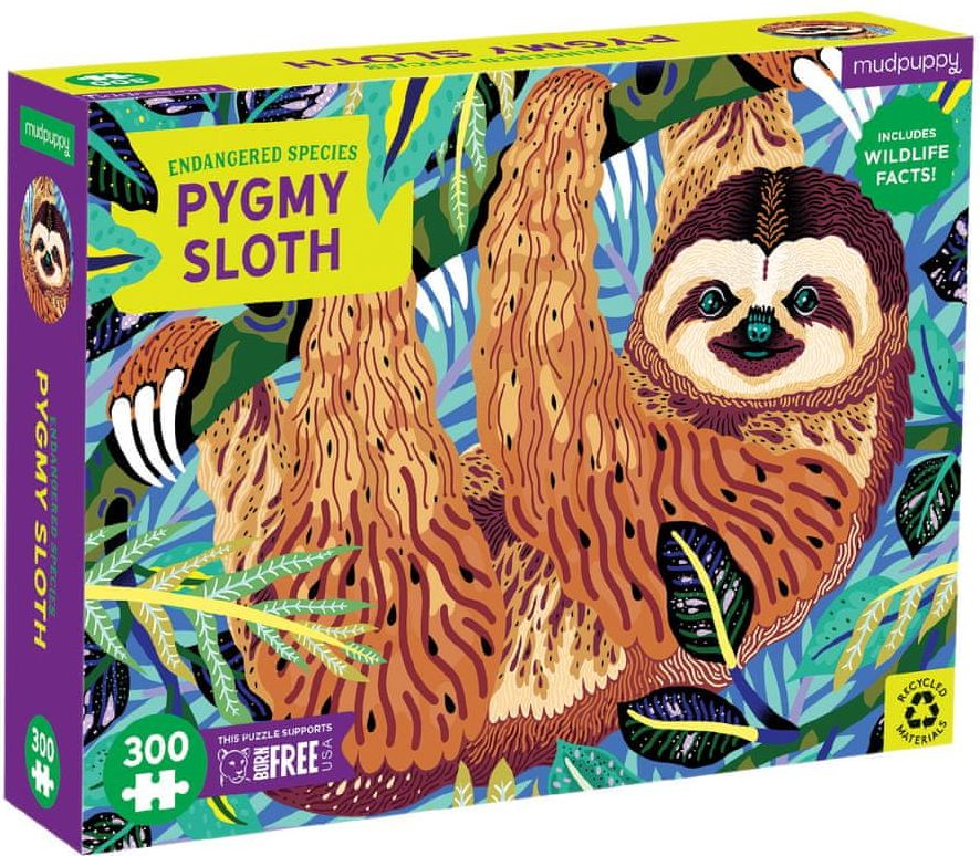 Mudpuppy Puzzle - Lenochod - Ohrožený druh (300 ks) / Puzzle Pygmy Sloth Endangered Species (300 pc) - obrázek 1