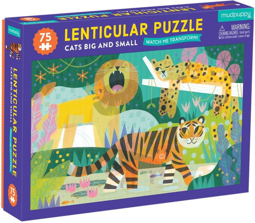 Mudpuppy Magické puzzle - Velké a malé kočky (75 ks) / Lenticular puzzle Cats Big and Small (75 pc) - obrázek 1