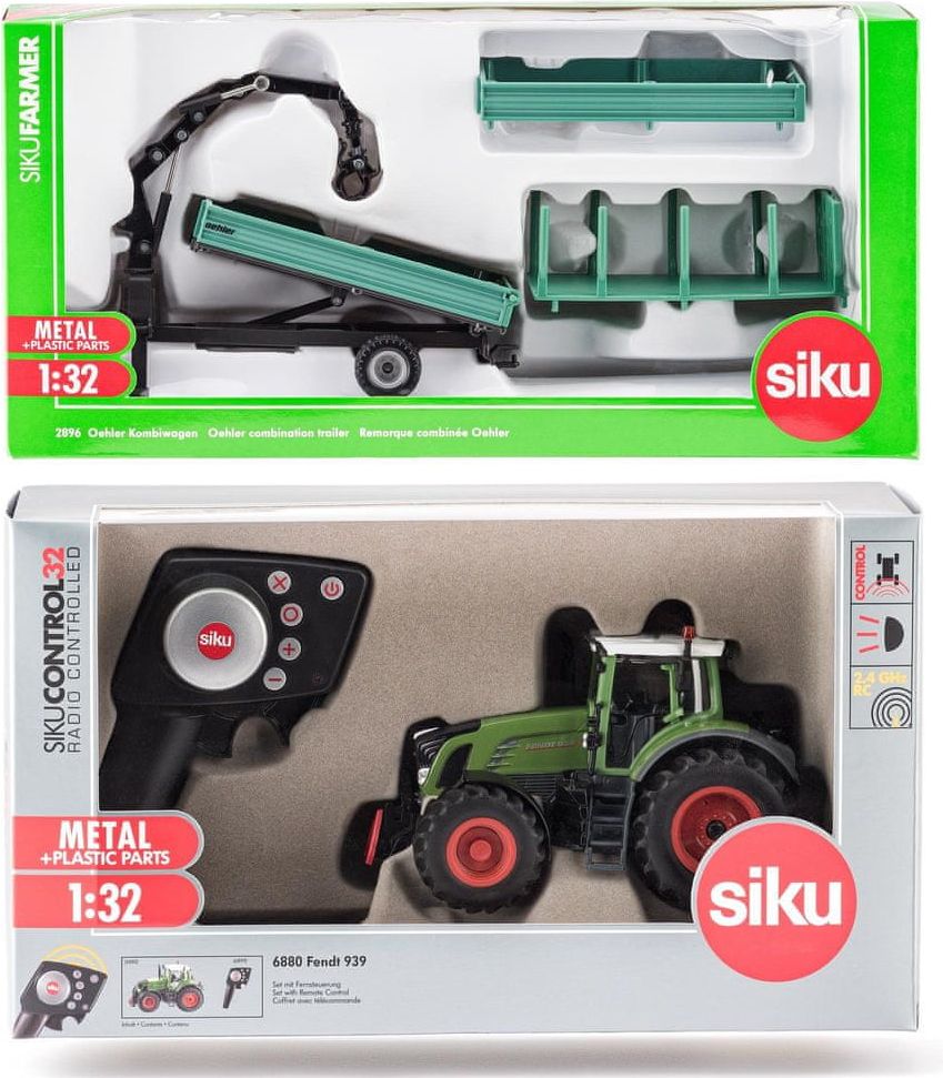 SIKU Control - RC traktor Fendt 939 s ovladačem + zelený přívěs Oehler 1:32 - obrázek 1