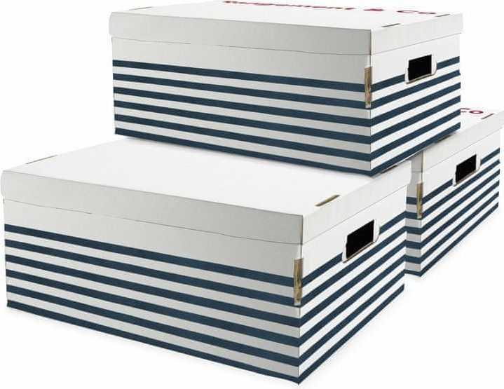 Compactor SADA 3 ks skládacích úložných kartonových krabic MARINE, 52 x 29 x v.20 cm - obrázek 1