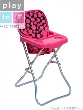 Jídelní židlička pro panenky PlayTo Dorotka růžová, Růžová - obrázek 1