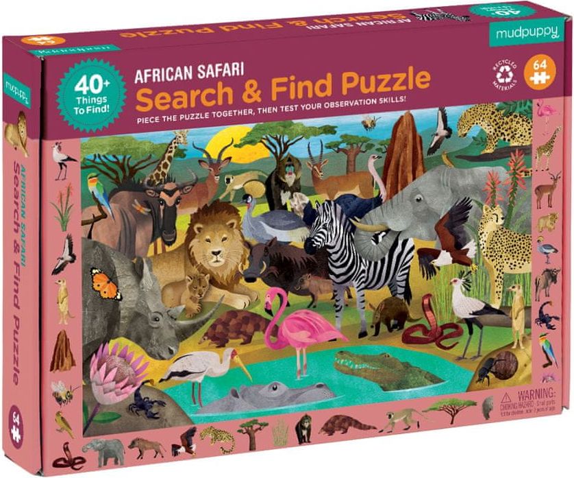 Mudpuppy Puzzle hledej a najdi - Africké safari (64 ks) / Search & Find Puzzle African Safari (64 pc) - obrázek 1
