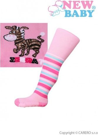 Bavlněné punčocháčky New Baby s ABS růžové zebra, Růžová, 104 (3-4r) - obrázek 1