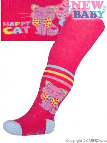 Bavlněné punčocháčky New Baby 3xABS růžové happy cat, Růžová, 92 (18-24m) - obrázek 1