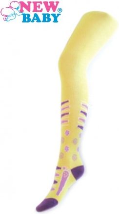 Bavlněné punčocháčky New Baby žluté s pruhy a kytičkou, Žlutá, 104 (3-4r) - obrázek 1