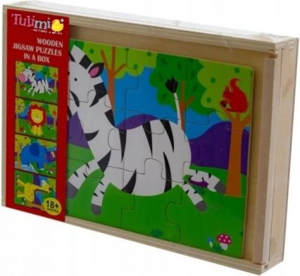 Tulimi Dřevěné zábavné puzzle 4v1 - Safari - obrázek 1