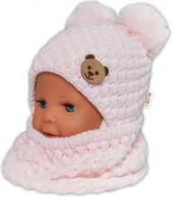 Nákrčník dětský pletený/komínek - TEDDY BEAR světle růžový - BabyNellys - obrázek 1
