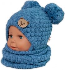 Nákrčník dětský pletený/komínek - TEDDY BEAR modrý - BabyNellys - obrázek 1