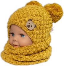 Nákrčník dětský pletený/komínek - TEDDY BEAR hořčicový - BabyNellys - obrázek 1