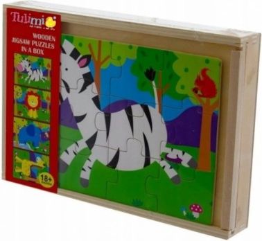 Tulimi Dřevěné zábavné puzzle 4v1 - Safari