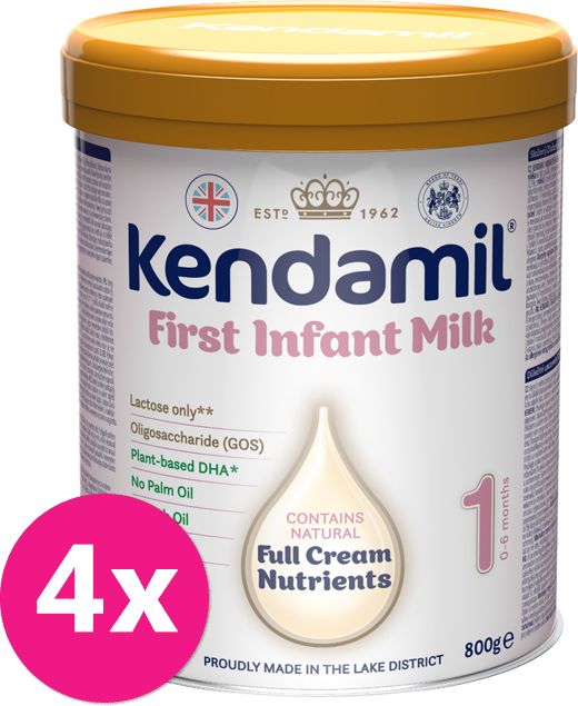 4x KENDAMIL Mléko kojenecké 1 DHA+ 800 g - obrázek 1