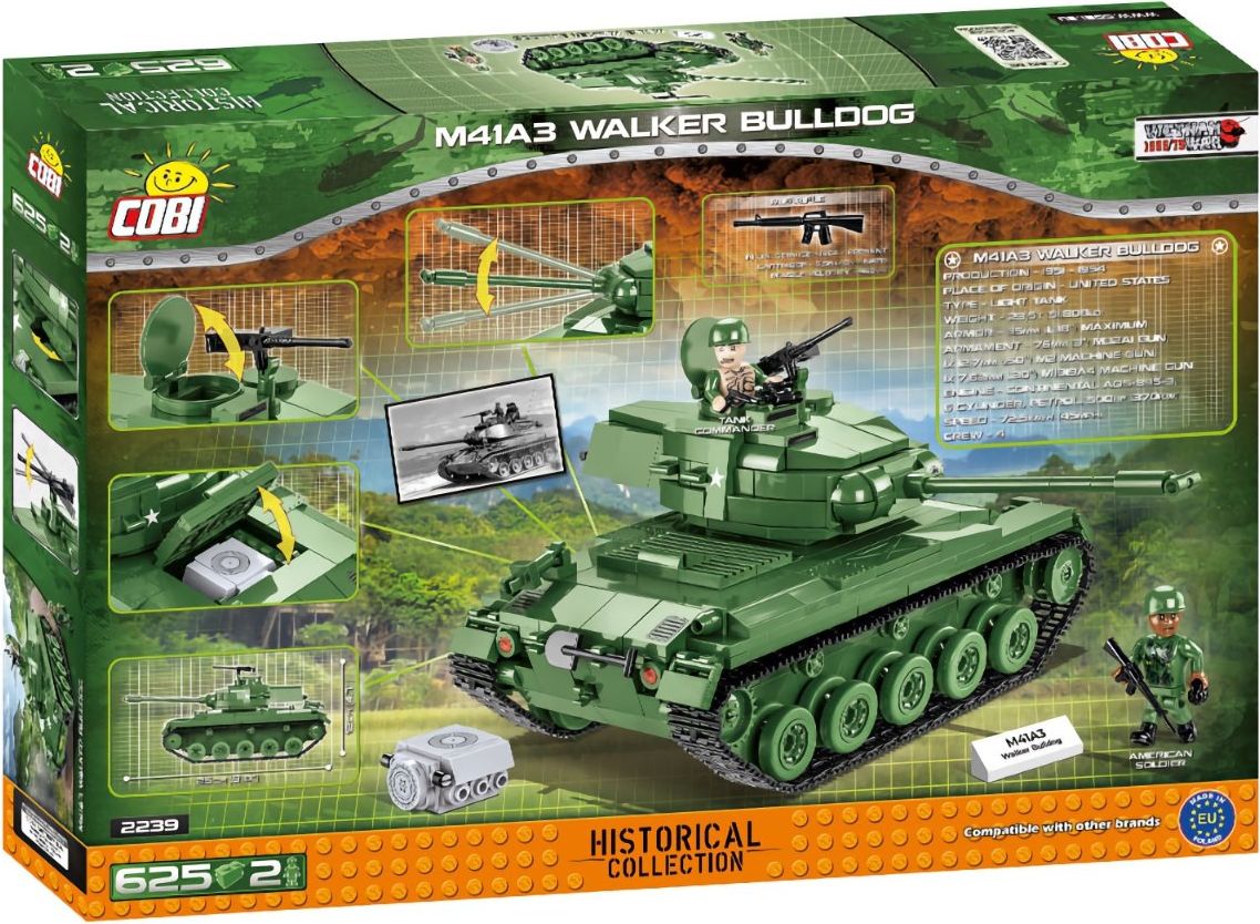 Cobi 2239 Americký tank M41A3 Walker Bulldog - obrázek 7