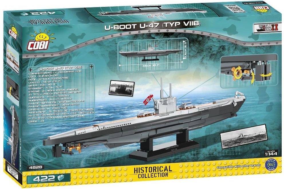 COBI 4828 Německá ponorka U-Boot U-47 (typ VII B), 1:144 - obrázek 4