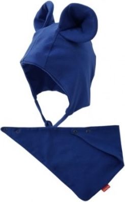 Bexa Bavlněná dvouvrstvá čepice na zavazování Miki + šátek - granátová, Velikost koj. oblečení 50-56 (0-2m) - obrázek 1