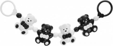 AKUKU Řetěz do kočárku - Medvídci, černá/bílá - obrázek 1