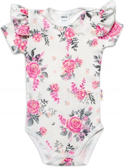Baby Nellys Baby Nellys 2-dílná sada, body s kr.rukávem a tepláčky New Roses - smetanová, vel. 74 74 (6-9m) - obrázek 2