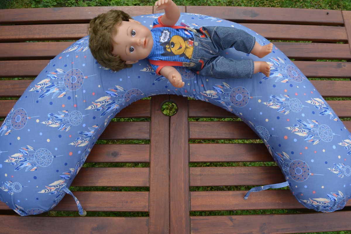 KHC Kojící těhotenský relaxační polštář Miki Obrovský 240 cm Kotvy na modré EPS Pratelný potah - obrázek 6